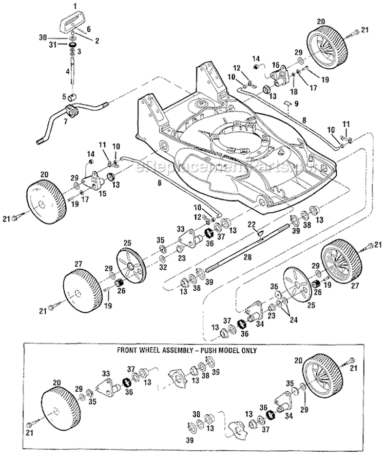 Page A Diagram and Parts List for 34344 S/N 1100101-1199999 Troy-Bilt Lawn Mower