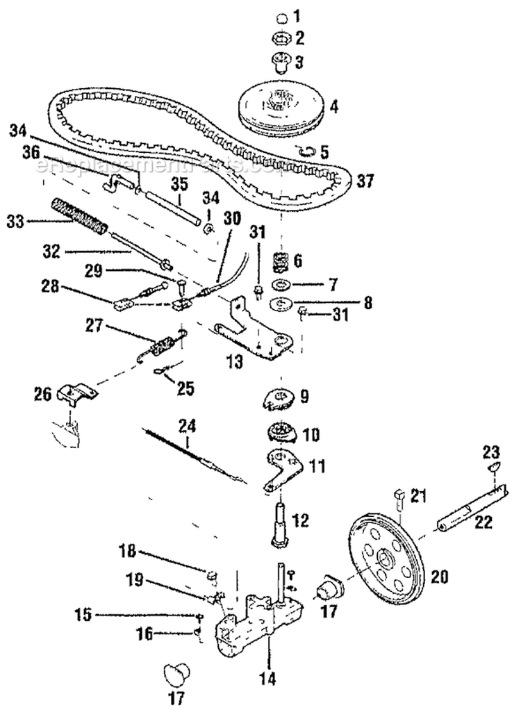 Page B Diagram and Parts List for 34344 S/N 1100101-1199999 Troy-Bilt Lawn Mower