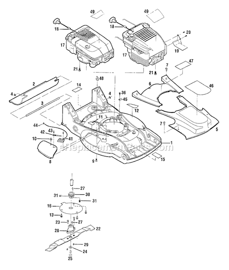 Page D Diagram and Parts List for 34346 S/N 1100101-1199999 Troy-Bilt Lawn Mower