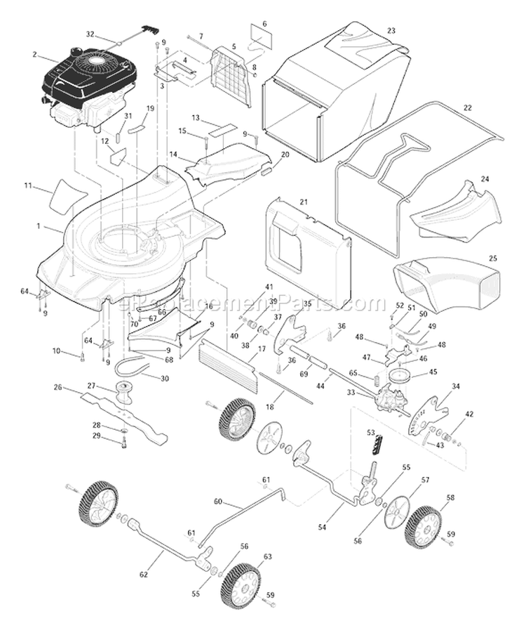 Page A Diagram and Parts List for 34361  Troy-Bilt Lawn Mower