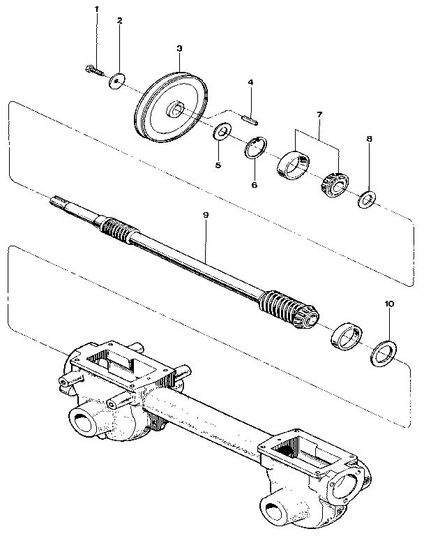 Drive Shaft Assembly Diagram and Parts List for 12065  Troy-Bilt Tiller