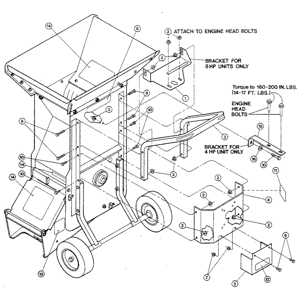 Engine Mounting Plate Diagram and Parts List for W403145  Troy-Bilt Chipper Shredder