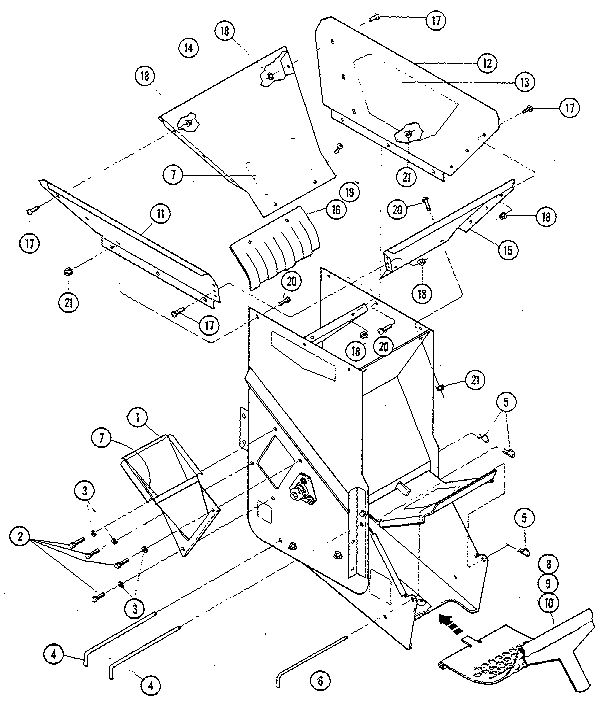 Chipper Chute Diagram and Parts List for SUPERTOMAHAWK8HP 836276 & UP Troy-Bilt Chipper Shredder
