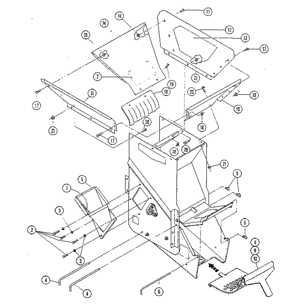 Chipper Chute Diagram and Parts List for W517025  Troy-Bilt Chipper Shredder