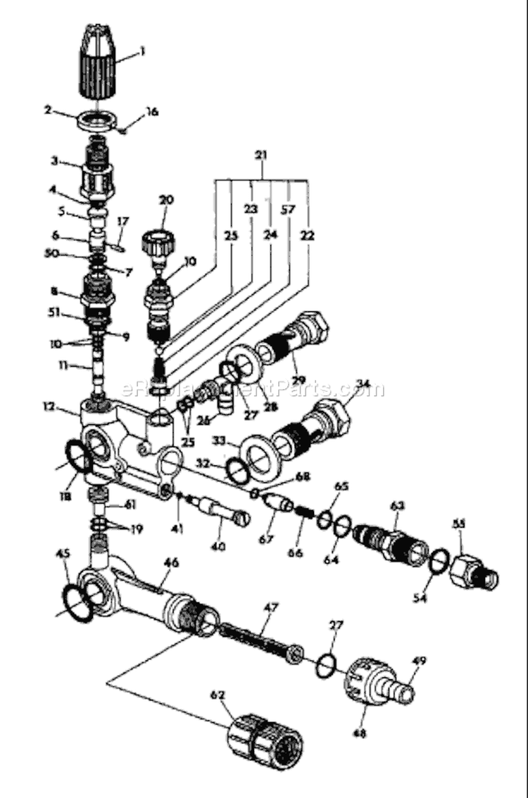 Page E Diagram and Parts List for 41050-02 S/N 4105002100101-41050299999 Troy-Bilt Pressure Washer
