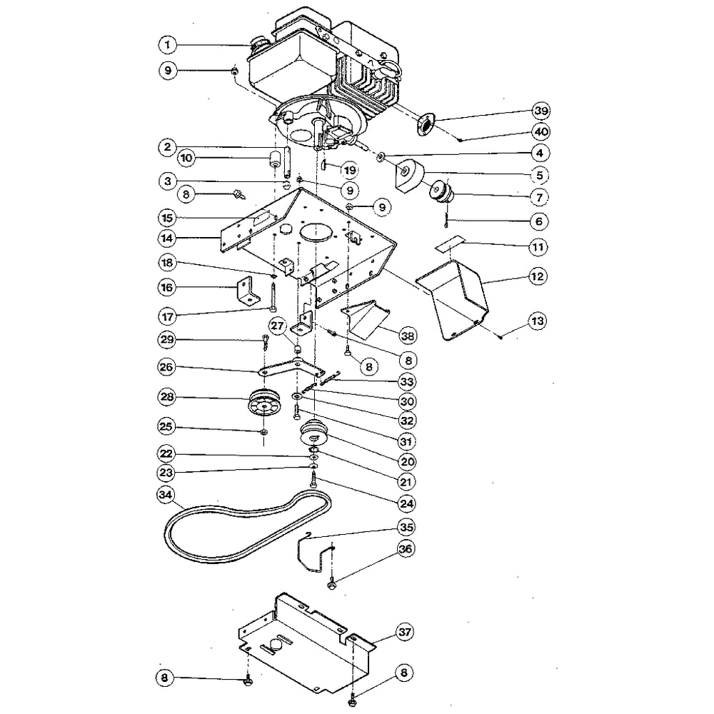 Engine Diagram and Parts List for A0000100  Troy-Bilt Lawn Mower