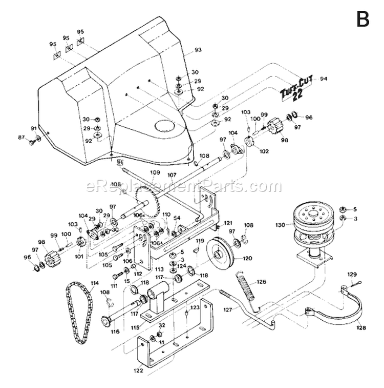 Page D Diagram and Parts List for 4994  Troy-Bilt Lawn Mower