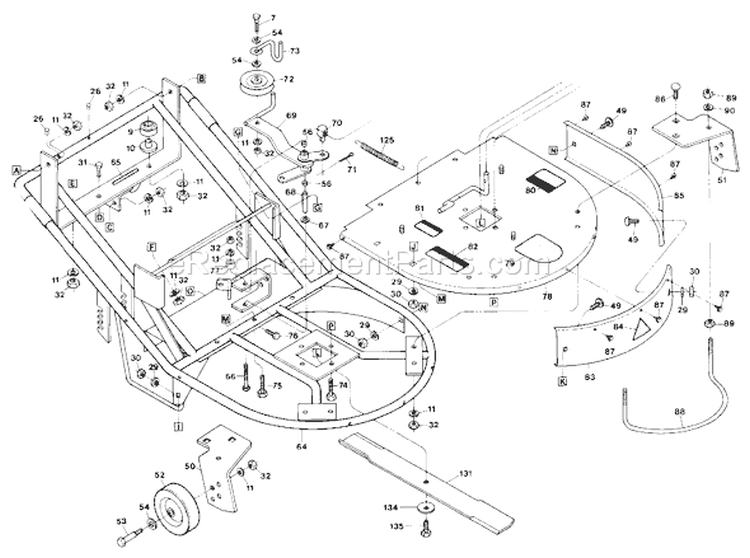 Page B Diagram and Parts List for 4995  Troy-Bilt Lawn Mower