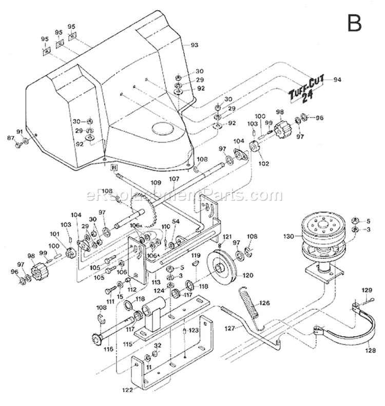 Page D Diagram and Parts List for 4996  Troy-Bilt Lawn Mower
