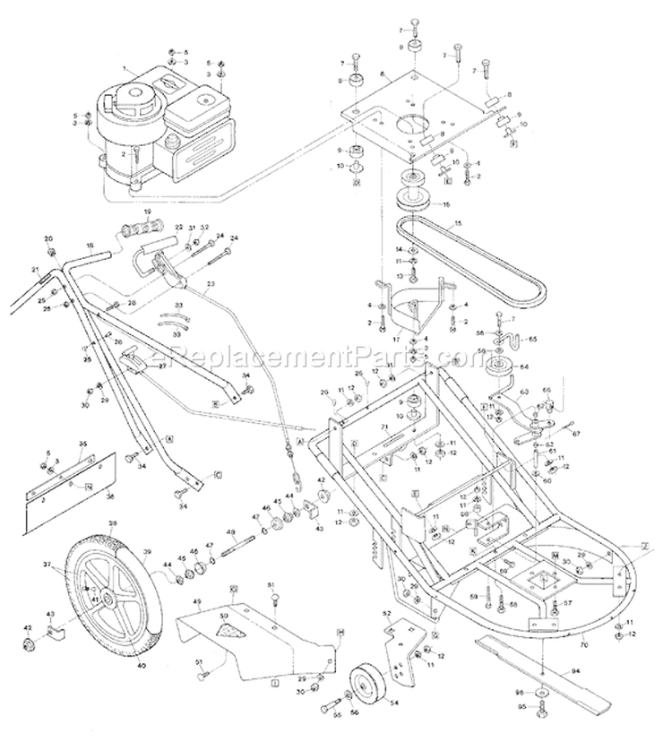 Page A Diagram and Parts List for 4998  Troy-Bilt Lawn Mower