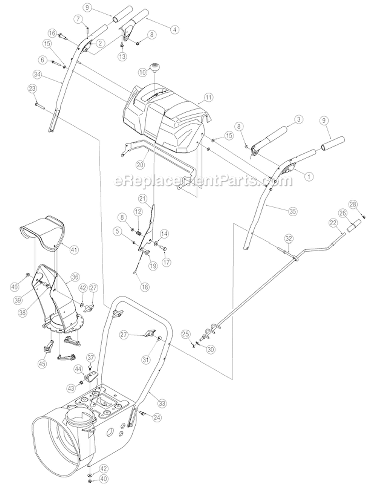 Handle Assembly Diagram and Parts List for 5024 2005-2 Troy-Bilt Snow Blower