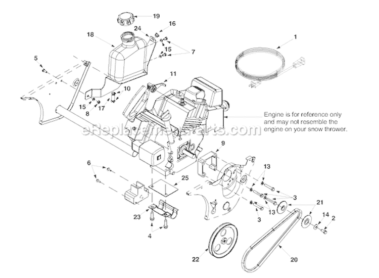 Drive Assembly Diagram and Parts List for 521 2003 Troy-Bilt Snow Blower