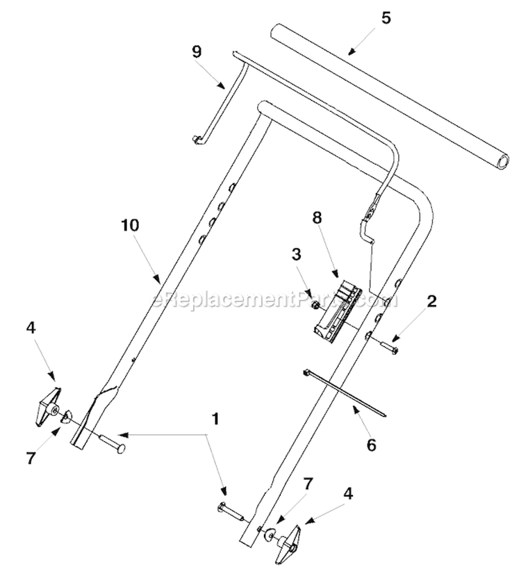 Handle Assembly Diagram and Parts List for 521 2003 Troy-Bilt Snow Blower