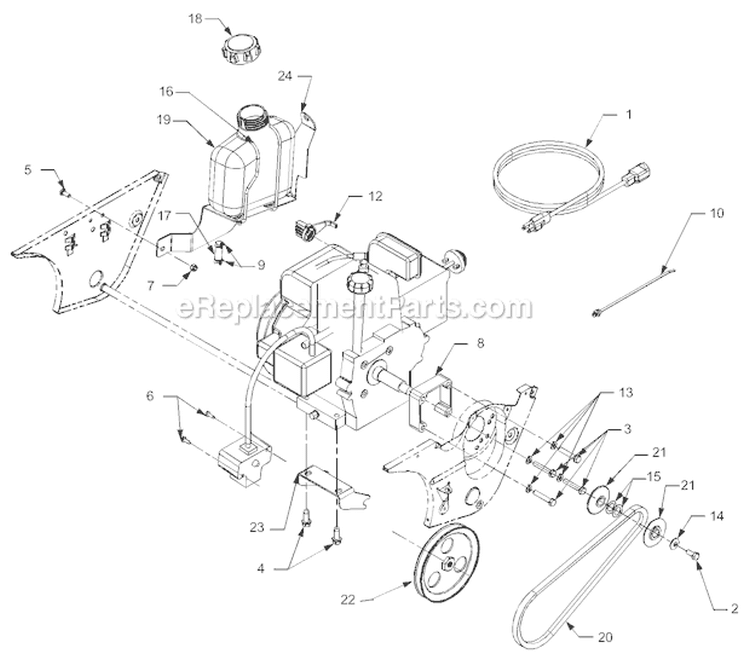Drive Diagram and Parts List for 521 2004 Troy-Bilt Snow Blower