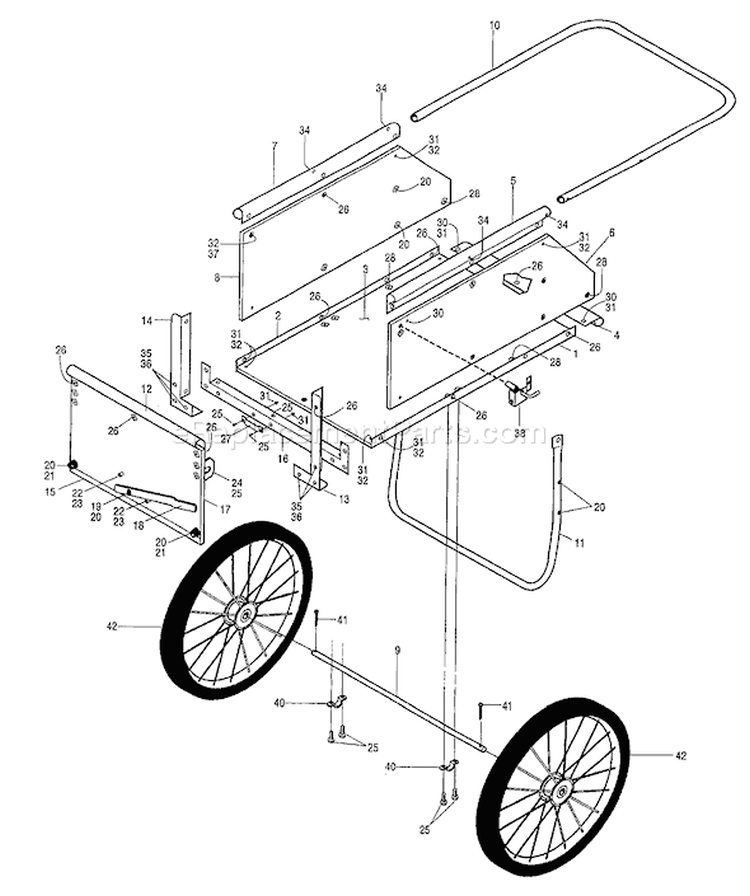 Page A Diagram and Parts List for 52201  Troy-Bilt Lawn Tractor Accessories
