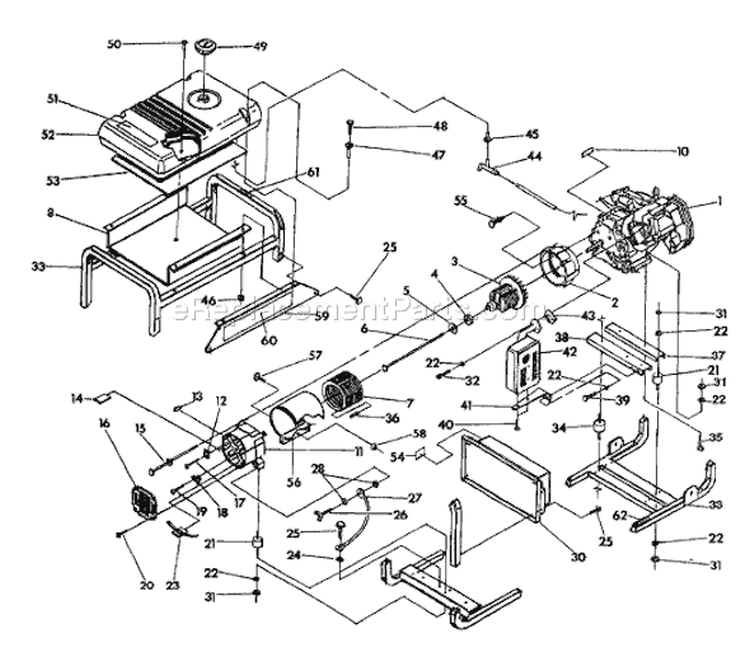 Page E Diagram and Parts List for 52401 13HP - S/N 0100101 & Higher Troy-Bilt Generator