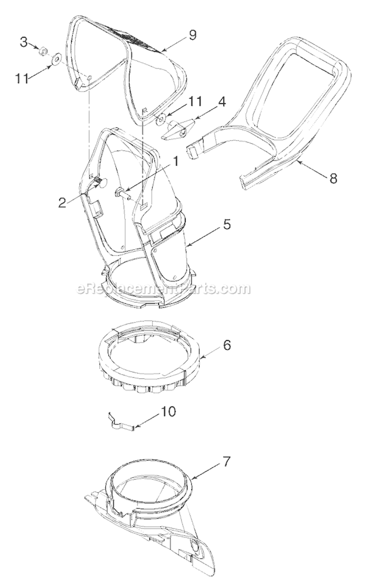 Chute Diagram and Parts List for 5521 2005 Troy-Bilt Snow Blower
