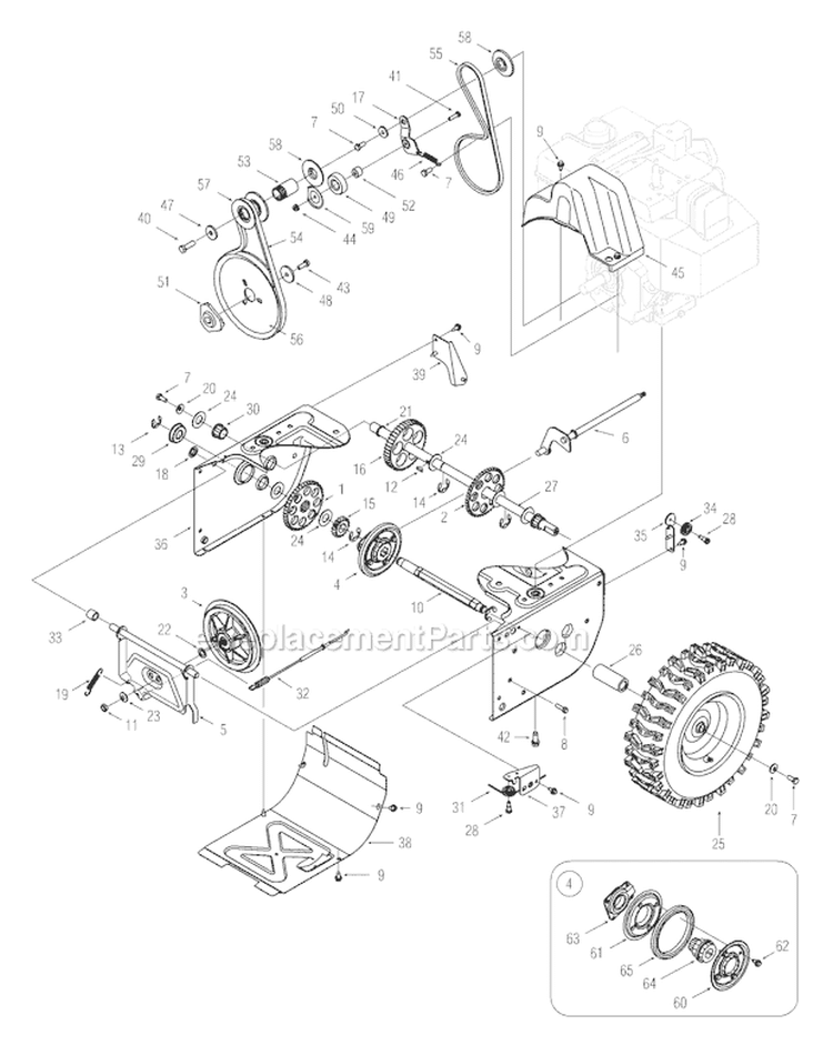 Drive Diagram and Parts List for 5524 2005 Troy-Bilt Snow Blower