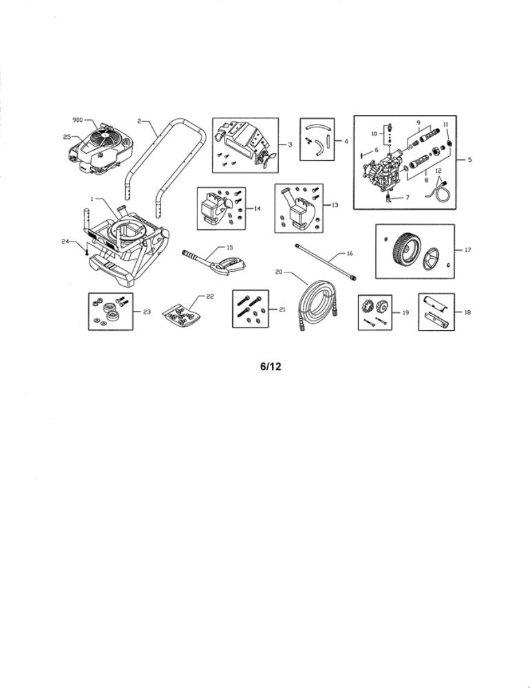 Main Unit Diagram and Parts List for 020416-0  Troy-Bilt Pressure Washer