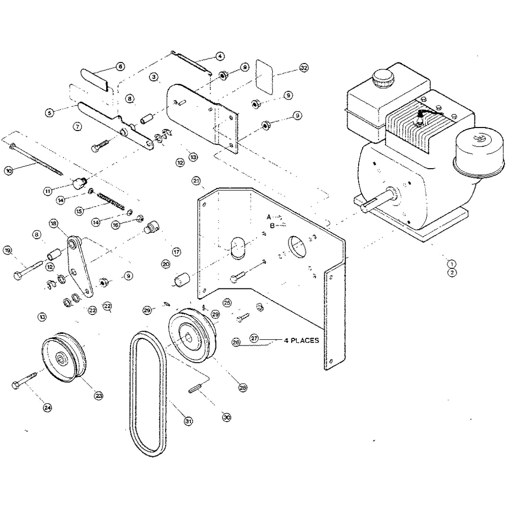 Engine Diagram and Parts List for W836276  Troy-Bilt Chipper Shredder