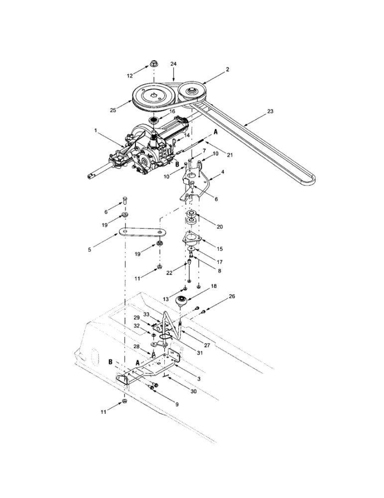 Transmission Diagram and Parts List for J689  Troy-Bilt Lawn Tractor