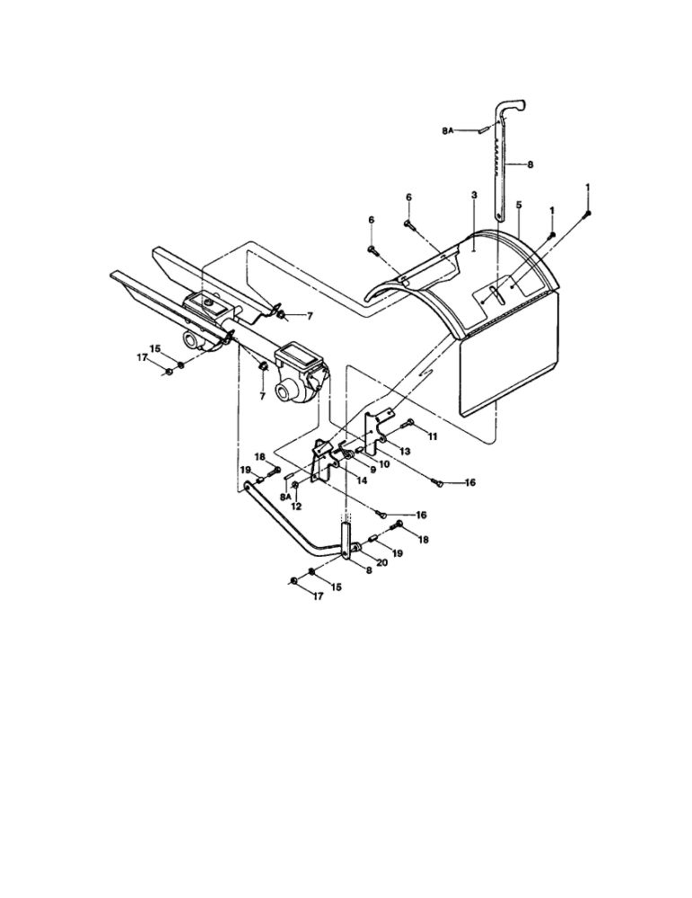 Tine Hood/Depth Regulator/Drag Bar Diagram and Parts List for 12217  Troy-Bilt Tiller