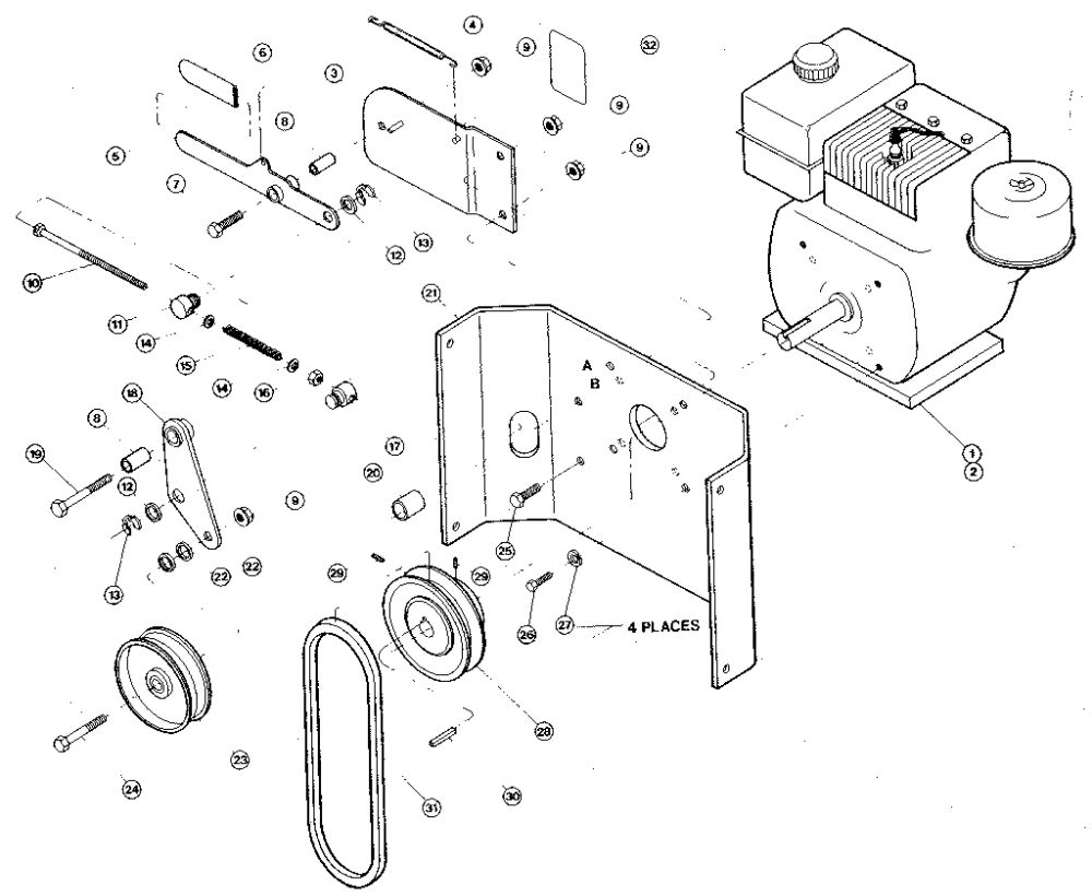 Engine Diagram and Parts List for TOMAHAWK 4HP  Troy-Bilt Chipper Shredder
