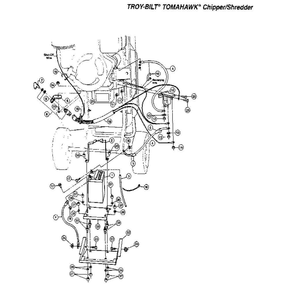 The 8hp Briggs And Stratton Electric Start System Drawing 8. Diagram and Parts List for T5300100  Troy-Bilt Chipper Shredder