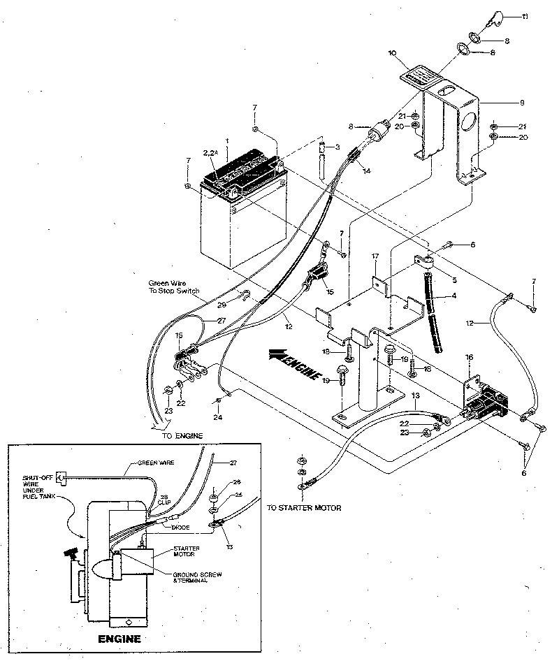 Electric Start Assembly Diagram and Parts List for PONY S0242650 AND UP Troy-Bilt Tiller
