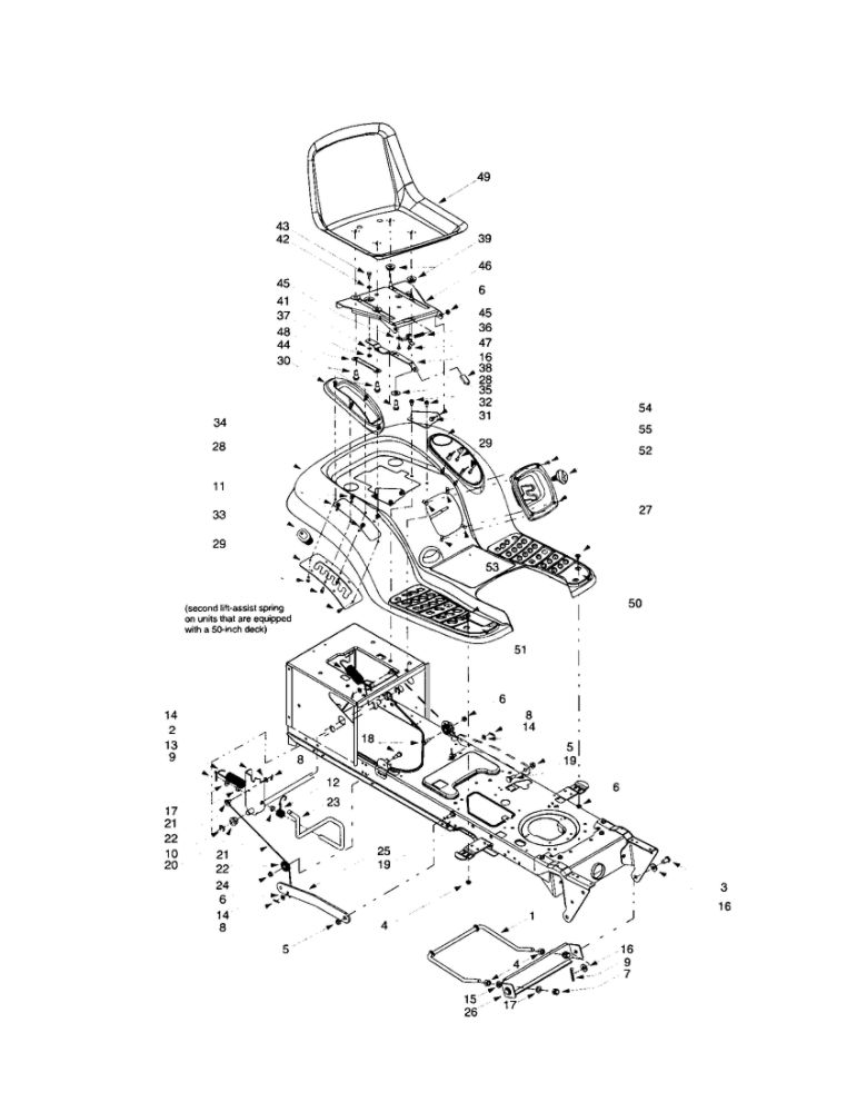 Lift Assembly Diagram and Parts List for 14AY809P063 1999 Troy-Bilt Lawn Tractor