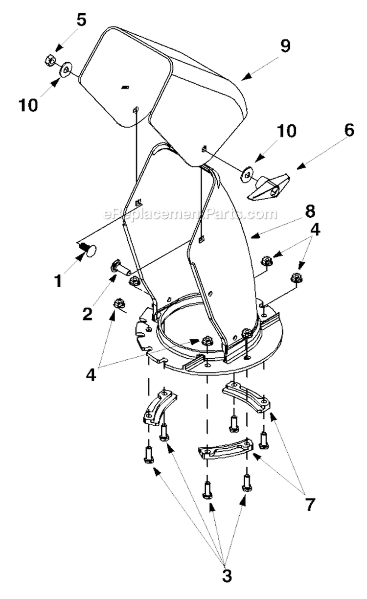 Chute Assembly Diagram and Parts List for 721 2003 Troy-Bilt Snow Blower