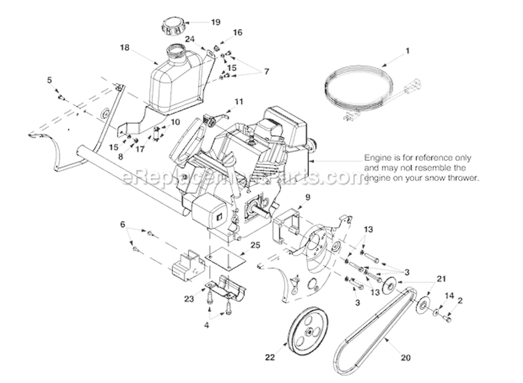 Drive Assembly Diagram and Parts List for 721 2003 Troy-Bilt Snow Blower