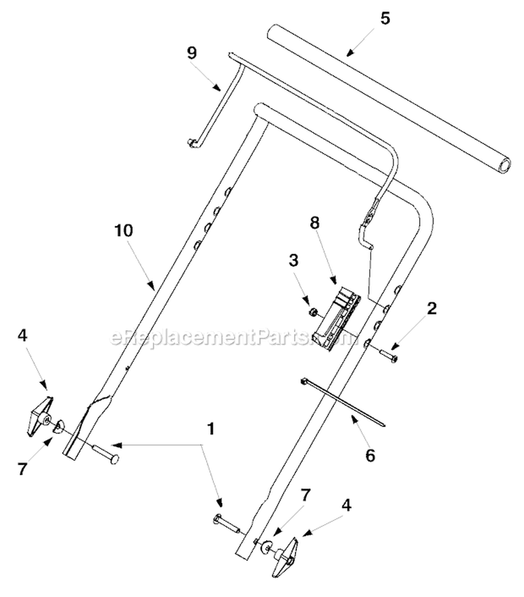 Handle Assembly Diagram and Parts List for 721 2003 Troy-Bilt Snow Blower