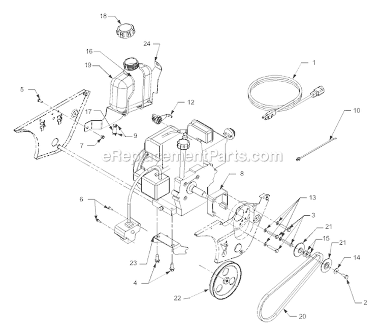 Drive Diagram and Parts List for 721 2004 Troy-Bilt Snow Blower