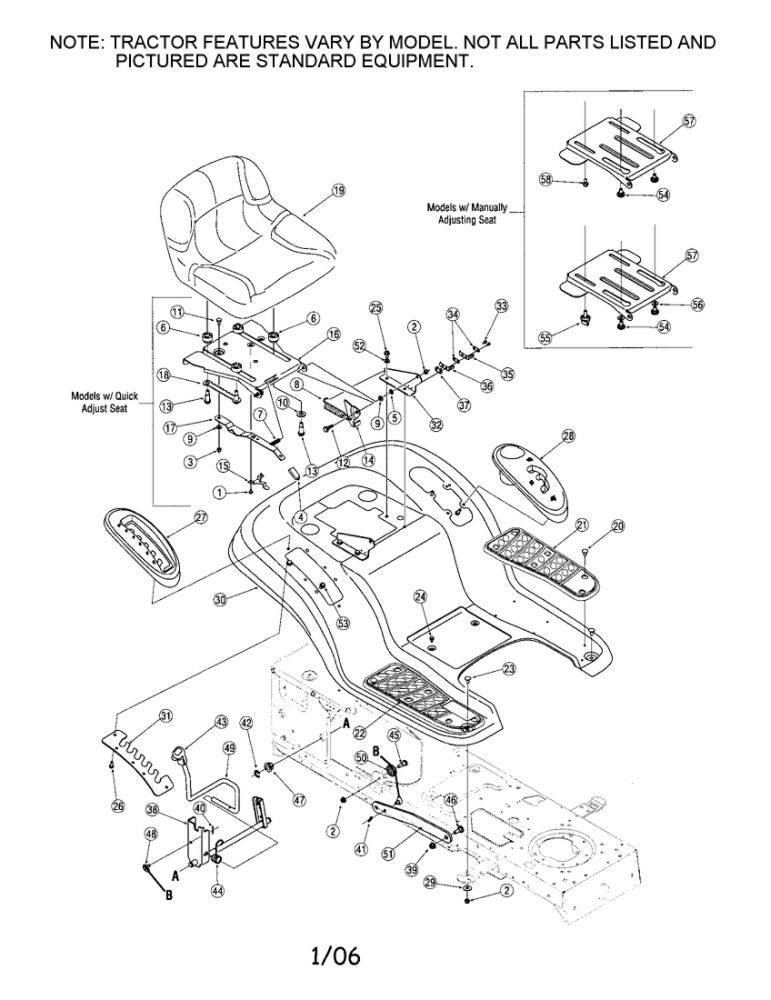 Fender/Seat Diagram and Parts List for 60TG  Troy-Bilt Lawn Tractor