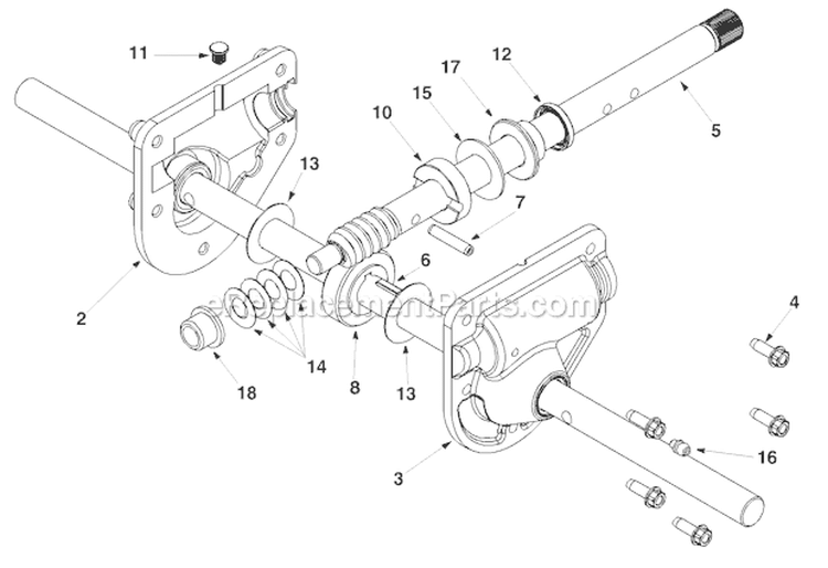 Auger Gearbox Assembly Diagram and Parts List for 7524 2003 Troy-Bilt Snow Blower