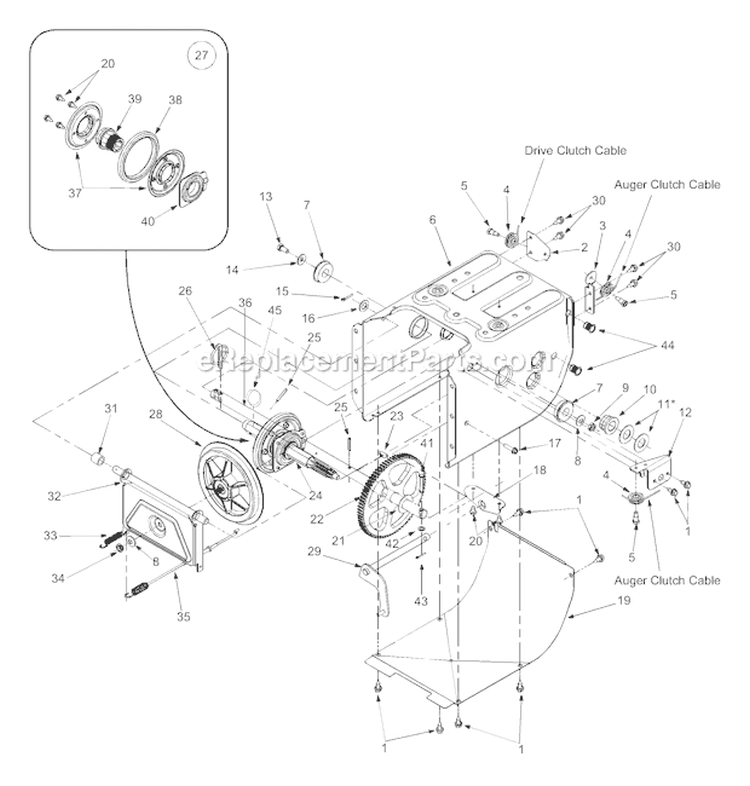 Frame Diagram and Parts List for 7524 2004 Troy-Bilt Snow Blower