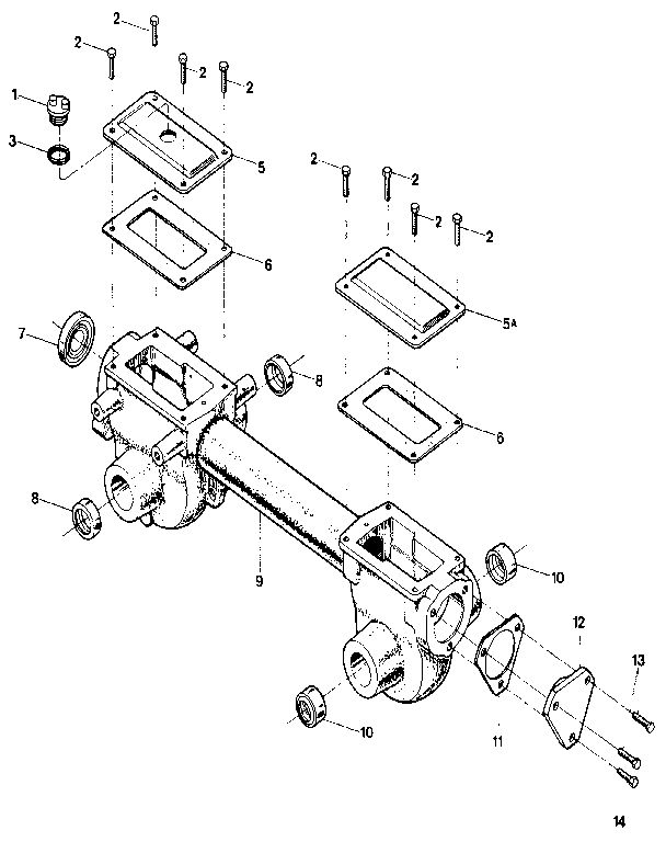 Transmission Housing, Covers, Seals, Gaskets, And Plug Diagram and Parts List for 12065  Troy-Bilt Tiller