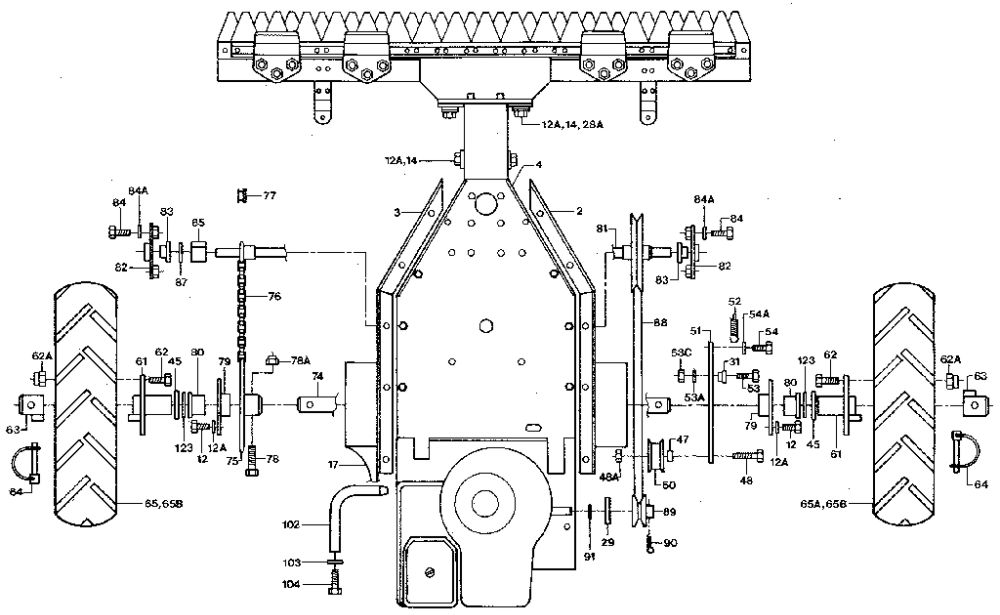 Wheel Assembly Diagram and Parts List for 5018 P100000 AND UP Troy-Bilt Lawn Mower