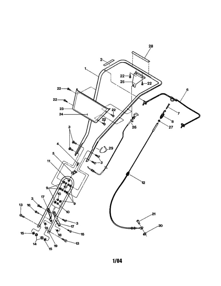 Handlebars/Clutch Cables Diagram and Parts List for 12217  Troy-Bilt Tiller