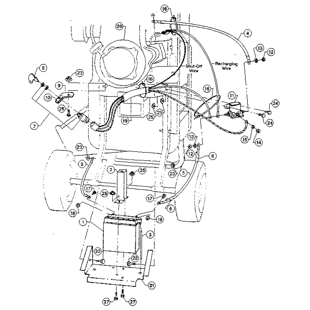 The 4hp Tecumseh Electric Start System Diagram and Parts List for W403145  Troy-Bilt Chipper Shredder