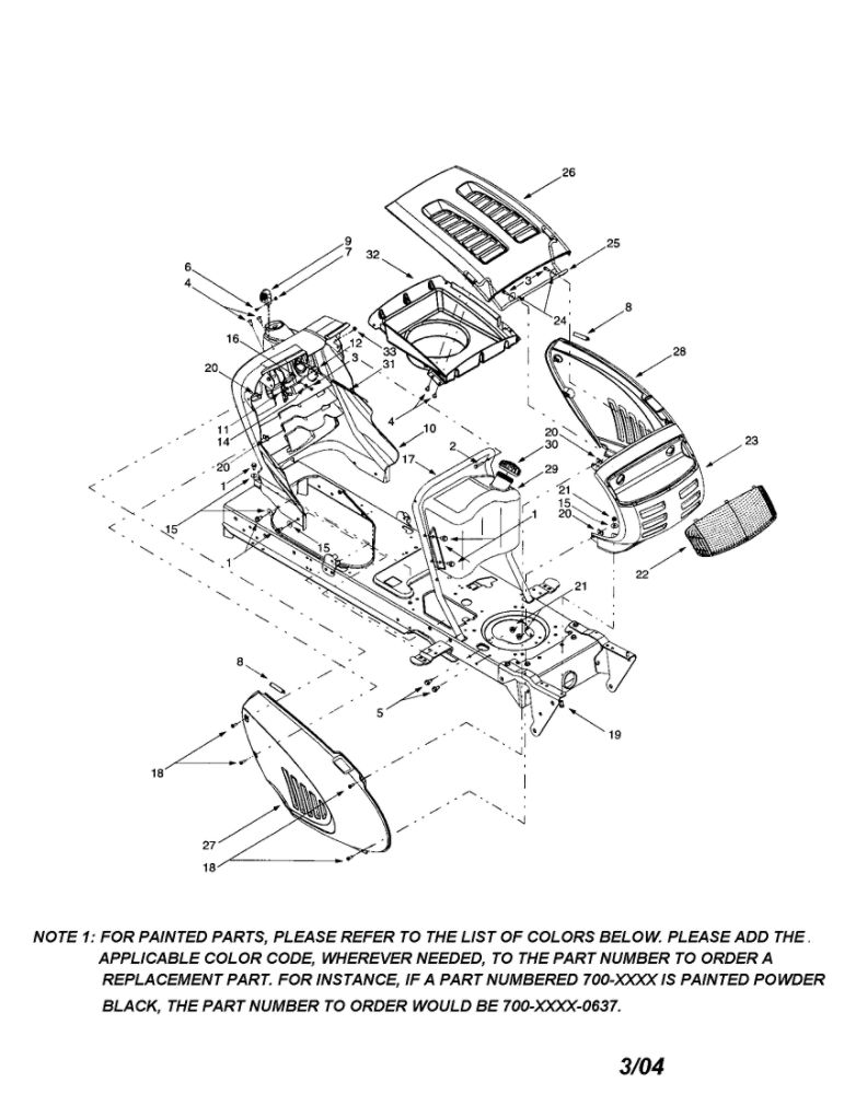 Tractor Body Diagram and Parts List for 609  Troy-Bilt Lawn Tractor