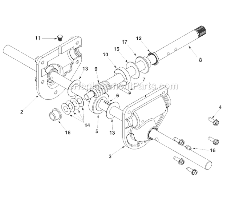 Gear Box Diagram and Parts List for 8524 2004 Troy-Bilt Snow Blower