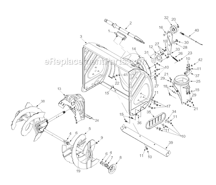 Auger Assembly Diagram and Parts List for 8526 2003 Troy-Bilt Snow Blower