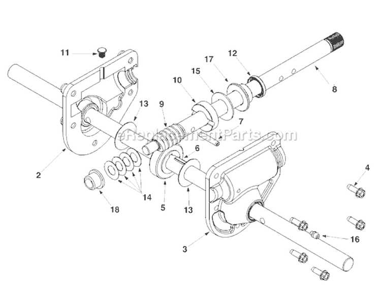 Auger Gearbox Assembly Diagram and Parts List for 8526 2003 Troy-Bilt Snow Blower