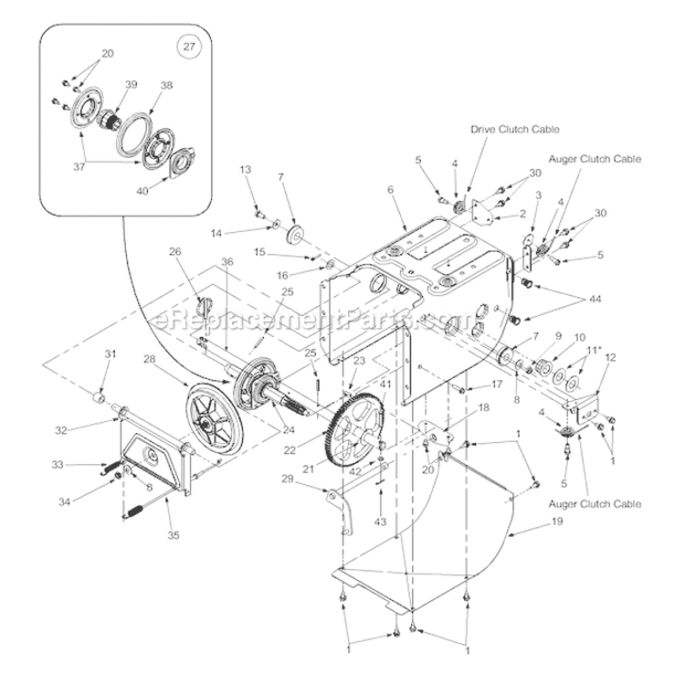 Clutch Assembly Diagram and Parts List for 8526 2003 Troy-Bilt Snow Blower