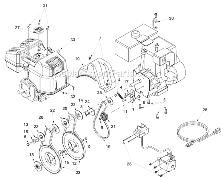 Engine Assembly Diagram and Parts List for 8526 2003 Troy-Bilt Snow Blower