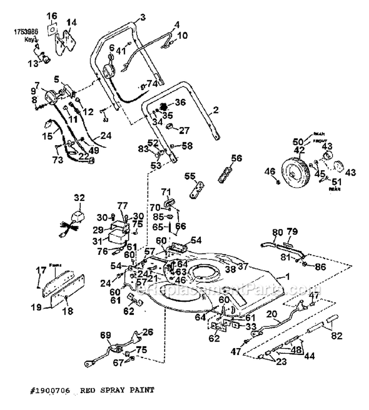 Page B Diagram and Parts List for 8654RS S/N B330100101-B330299999 Troy-Bilt Lawn Mower