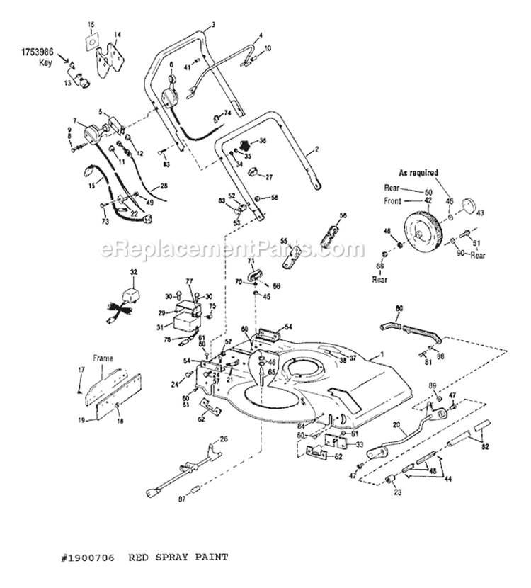 Page B Diagram and Parts List for 8655RS S/N B450300101-B45039999 Troy-Bilt Lawn Mower