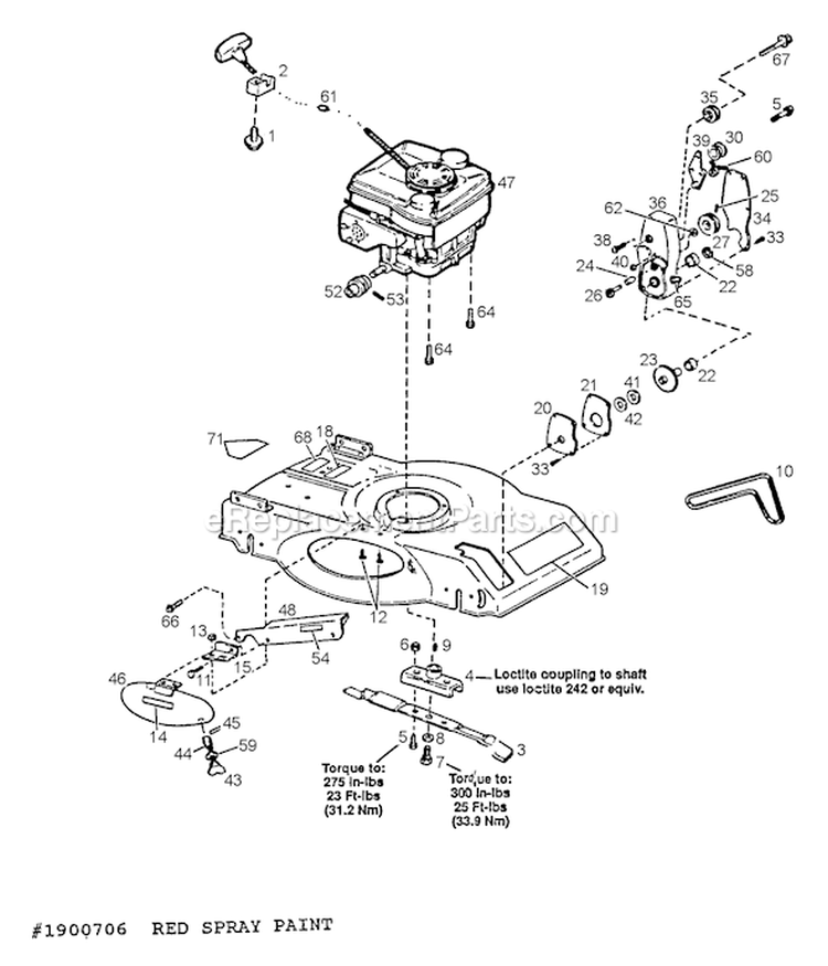 Page A Diagram and Parts List for 8655RS S/N B450400101-UP Troy-Bilt Lawn Mower